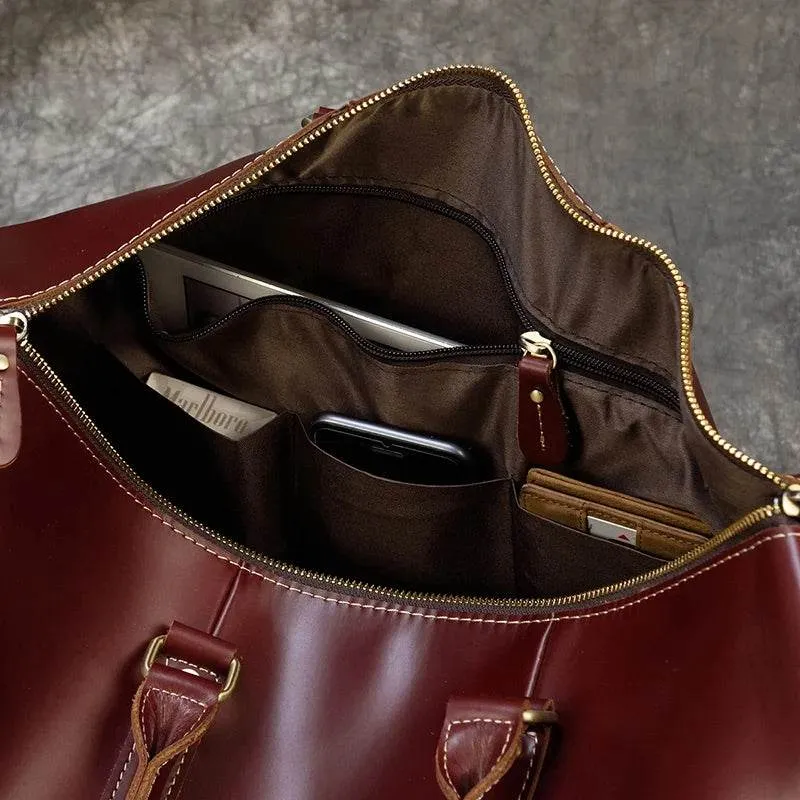 True Leather Weekender Duffle Bag Large Travel Men’s Luggage