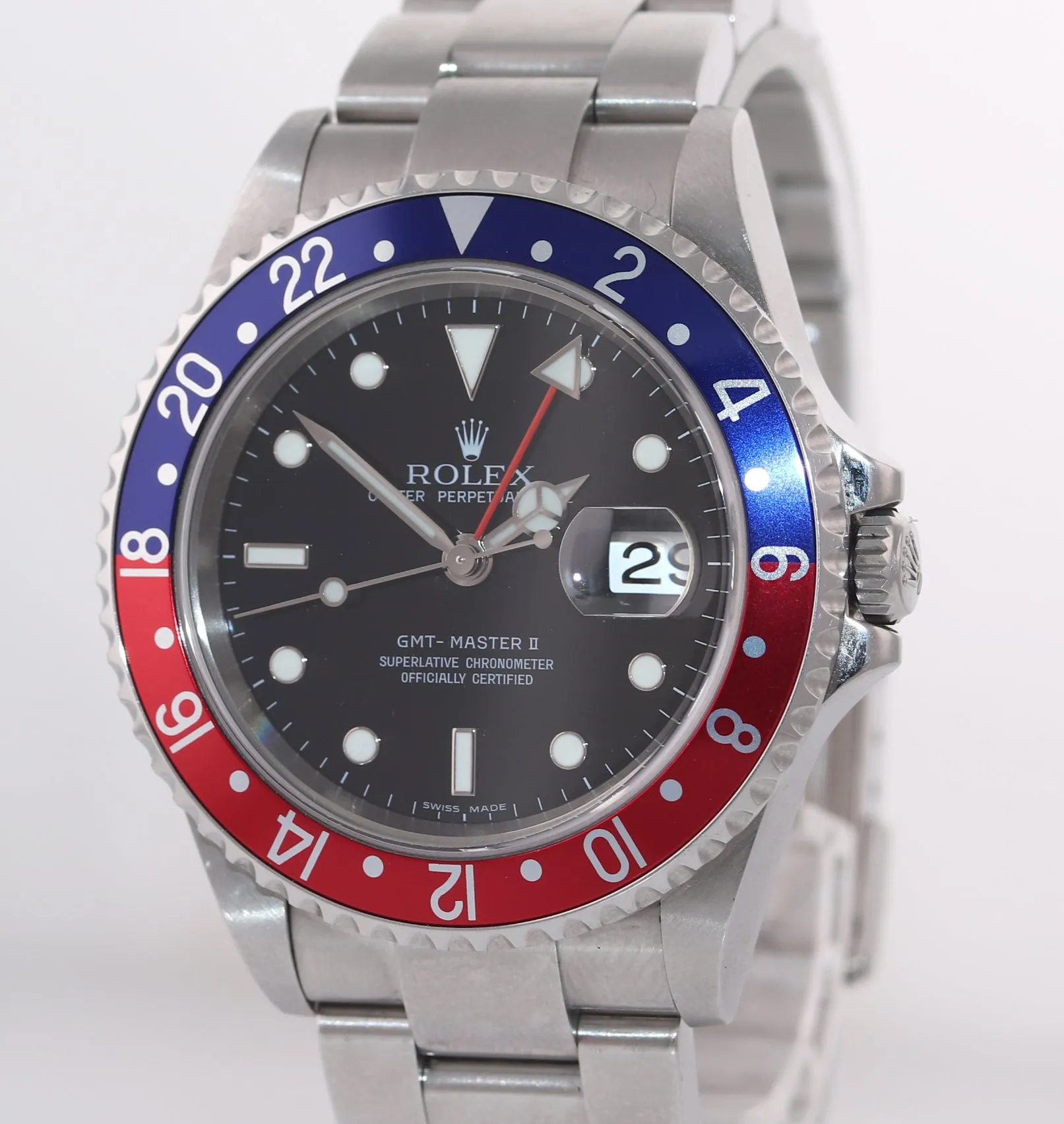 UNPOLISHED 2007 Rolex GMT-Master 2 16710 PEPSI Blue Red Error Dial 40mm Watch
