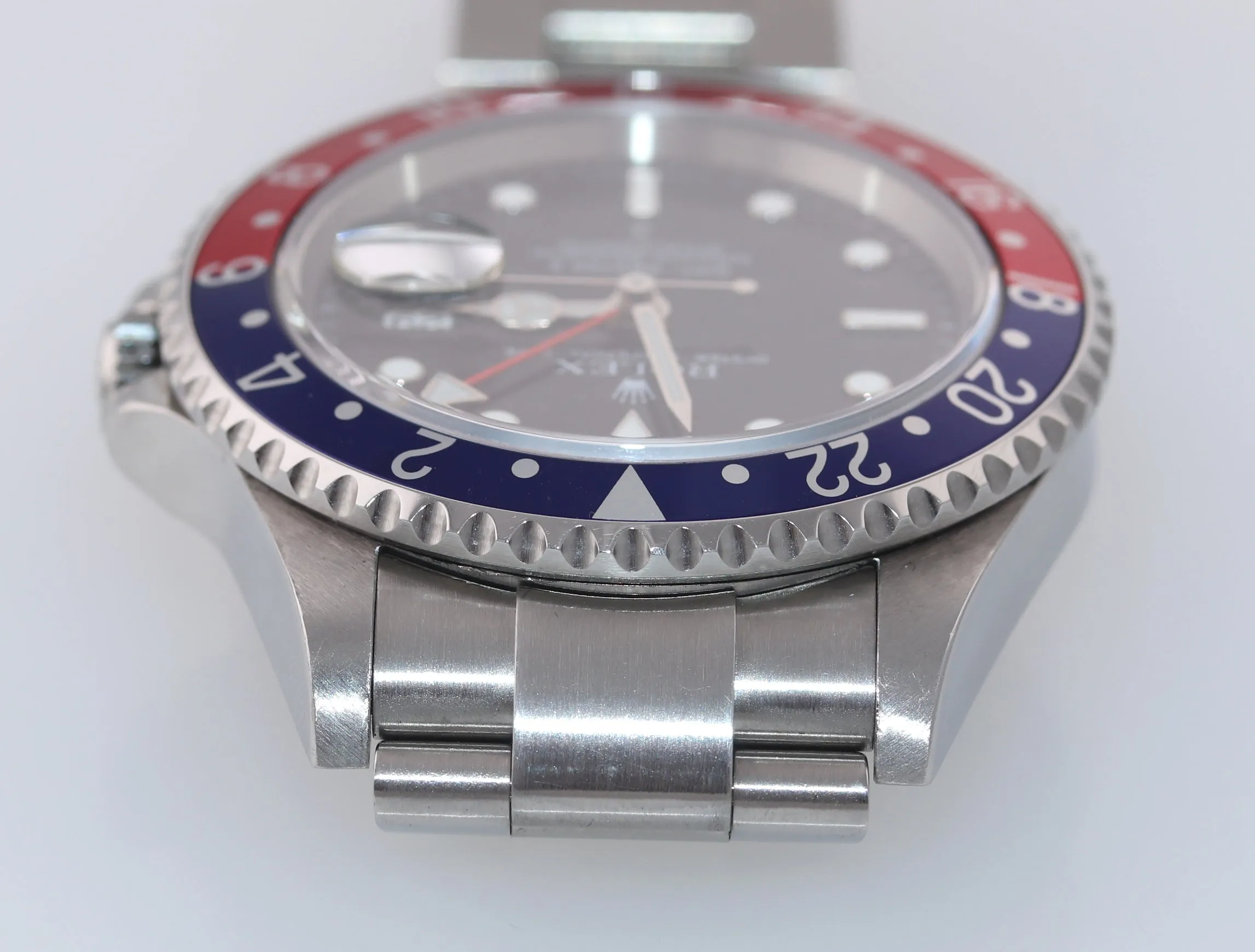 UNPOLISHED 2007 Rolex GMT-Master 2 16710 PEPSI Blue Red Error Dial 40mm Watch