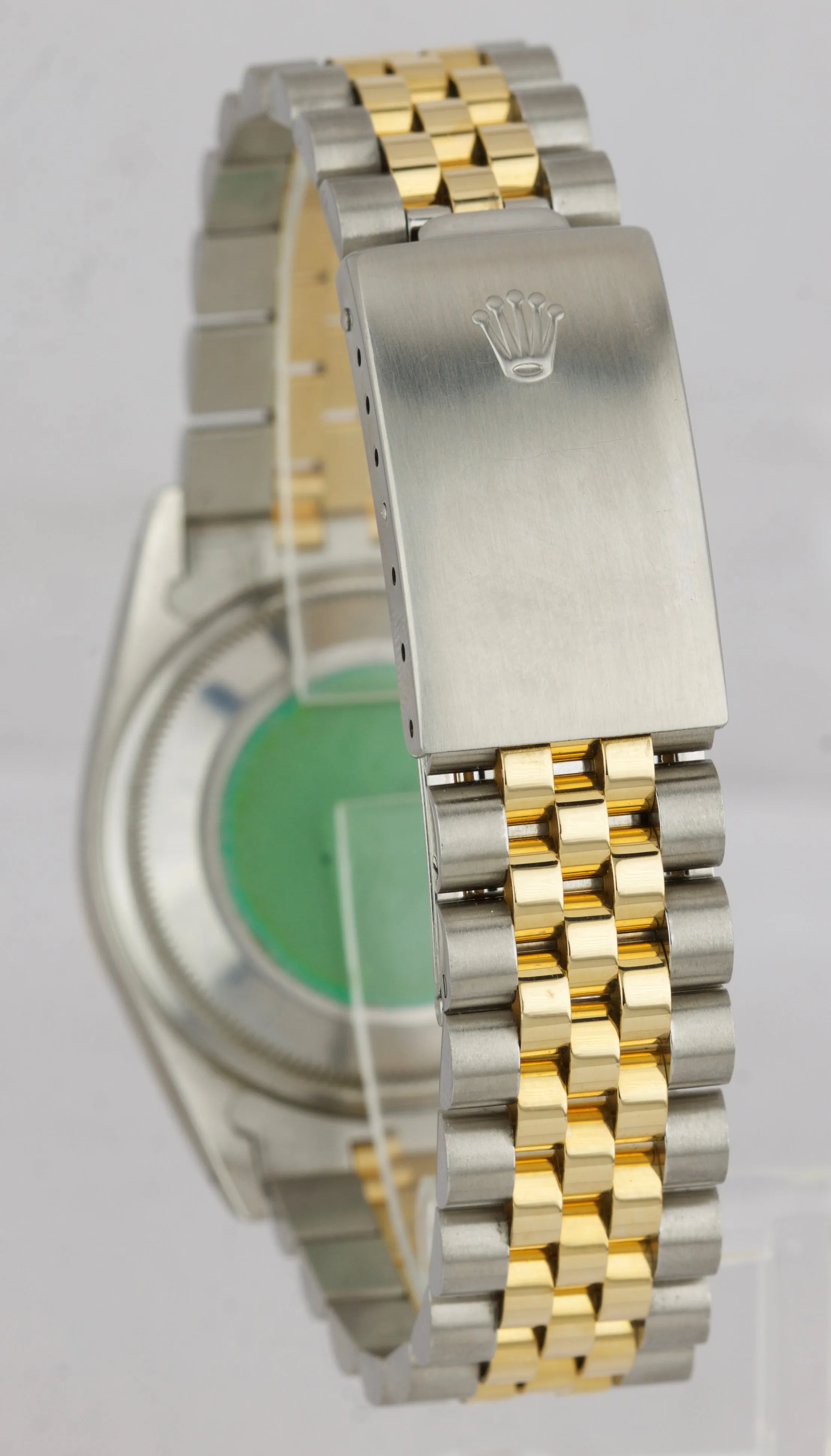 UNPOLISHED Rolex Date 15223 34mm Silver 18K Two Tone Jubilee Watch DateJust