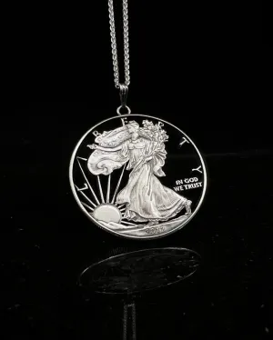U.S. - American Silver Eagle Walking Liberty Dollar Cut Coin Pendant