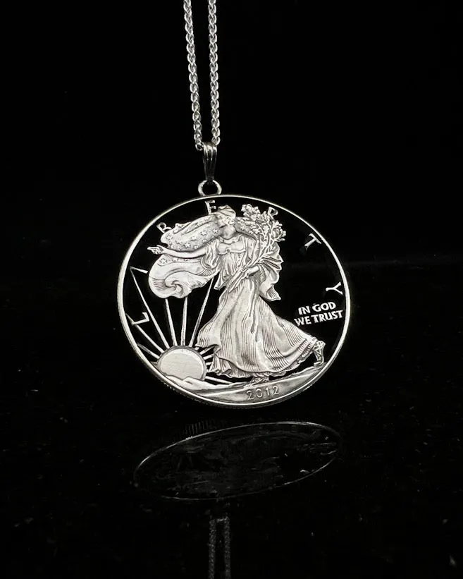 U.S. - American Silver Eagle Walking Liberty Dollar Cut Coin Pendant