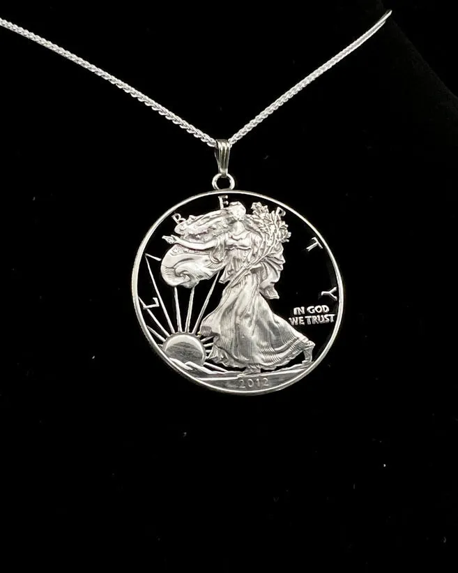 U.S. - American Silver Eagle Walking Liberty Dollar Cut Coin Pendant