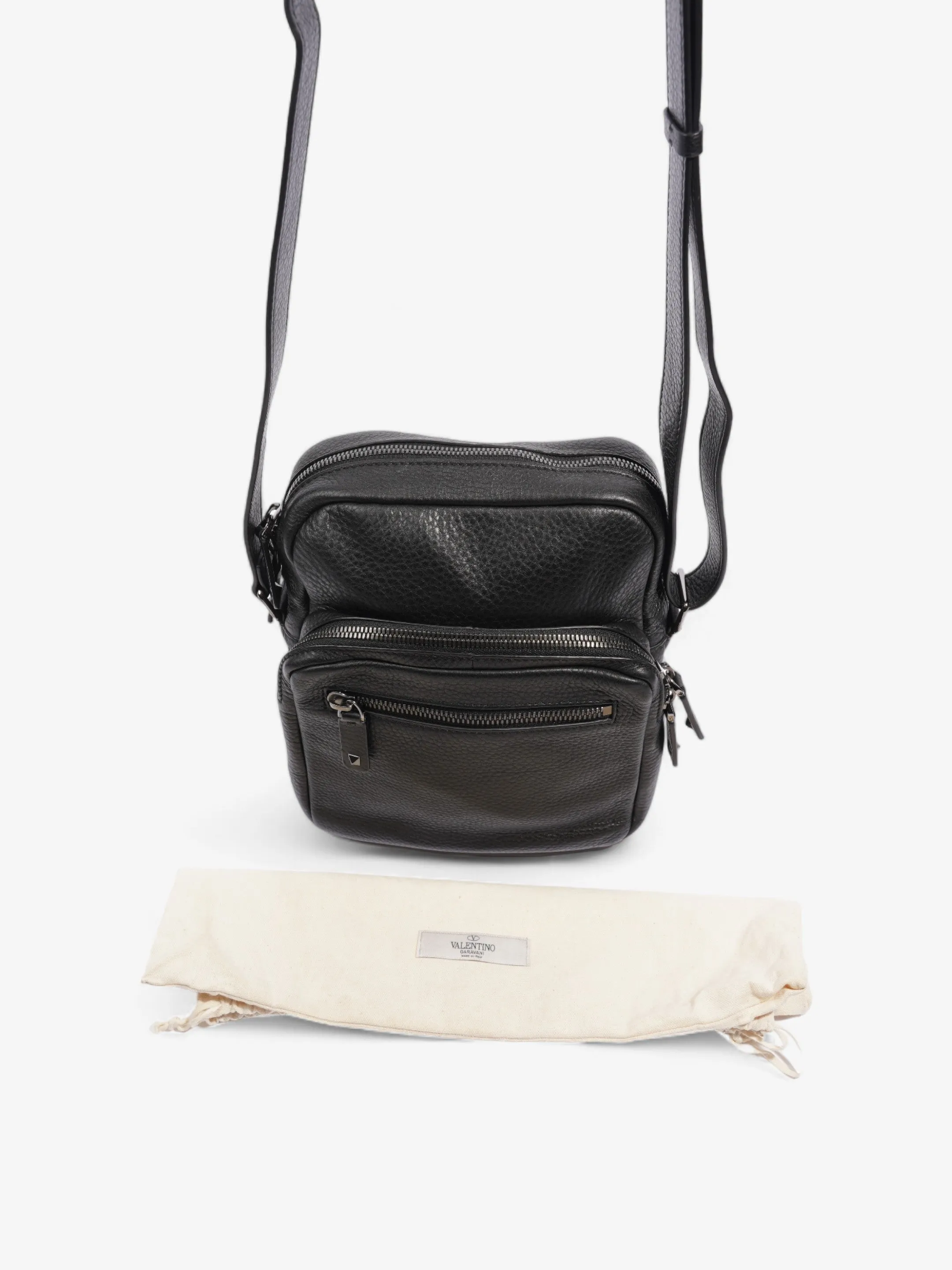 Valentino Stud Crossbody Bag Black Leather
