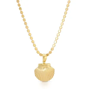 Venus Shell Locket on Gold Coin Chain
