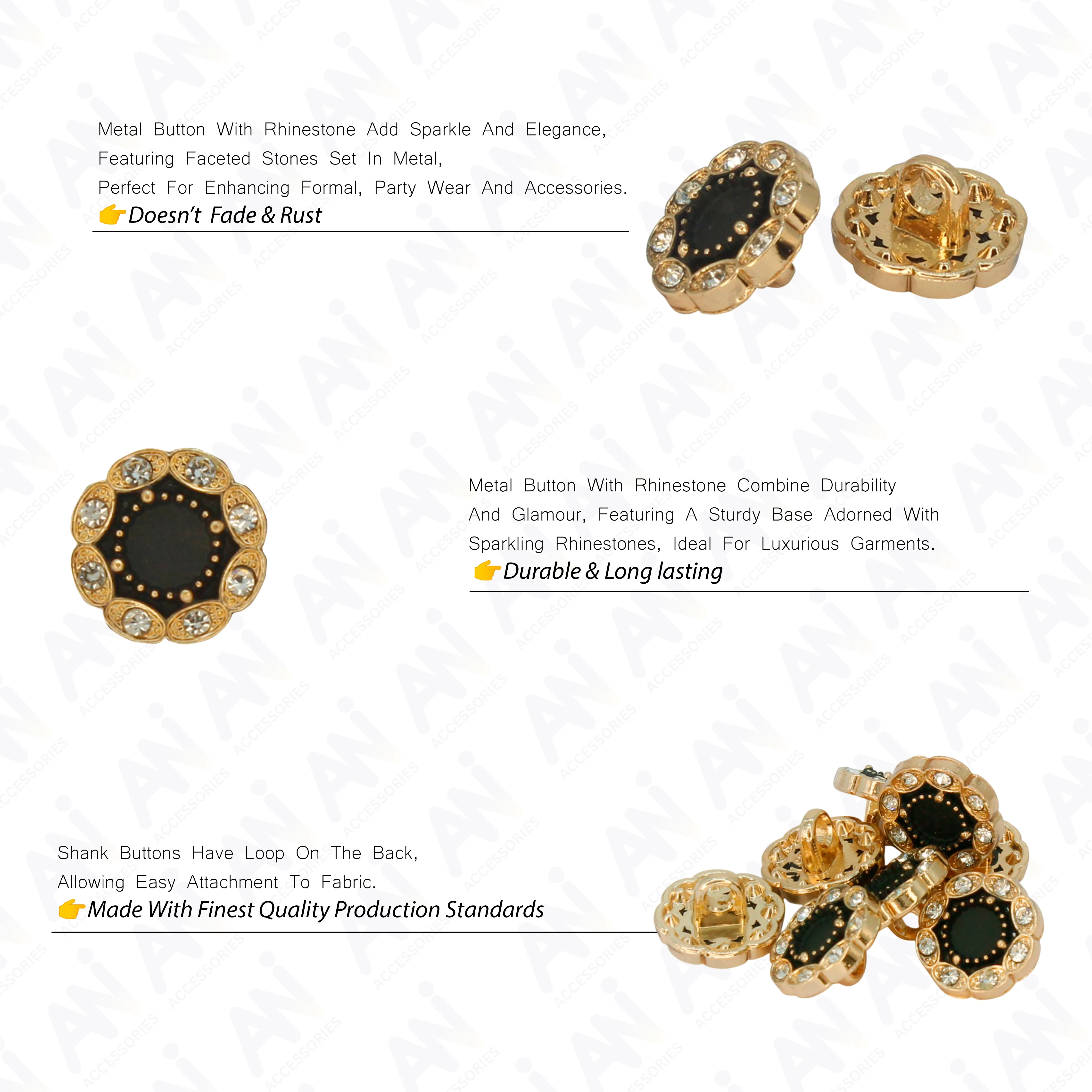 Victorian-Inspired Rhinestone Round Metal Diamond Button