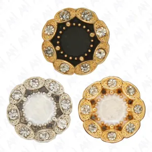 Victorian-Inspired Rhinestone Round Metal Diamond Button