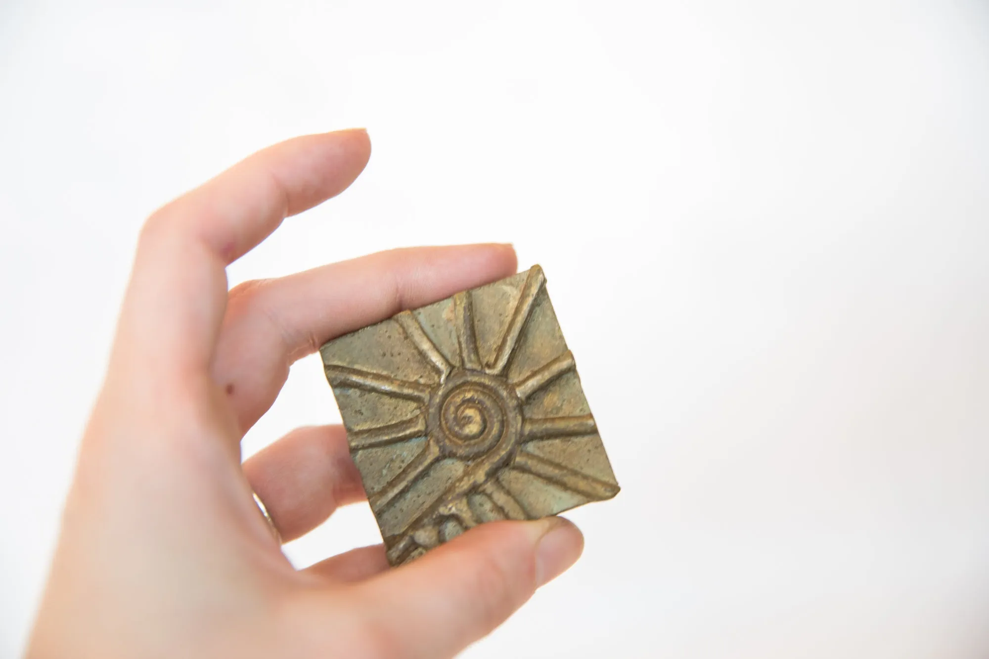 Vintage African Square Bronze Coin