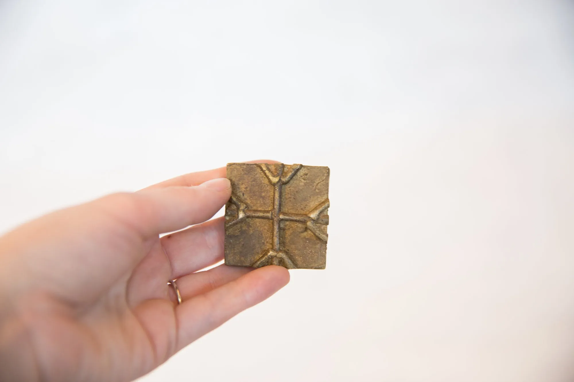 Vintage African Square Bronze Coin