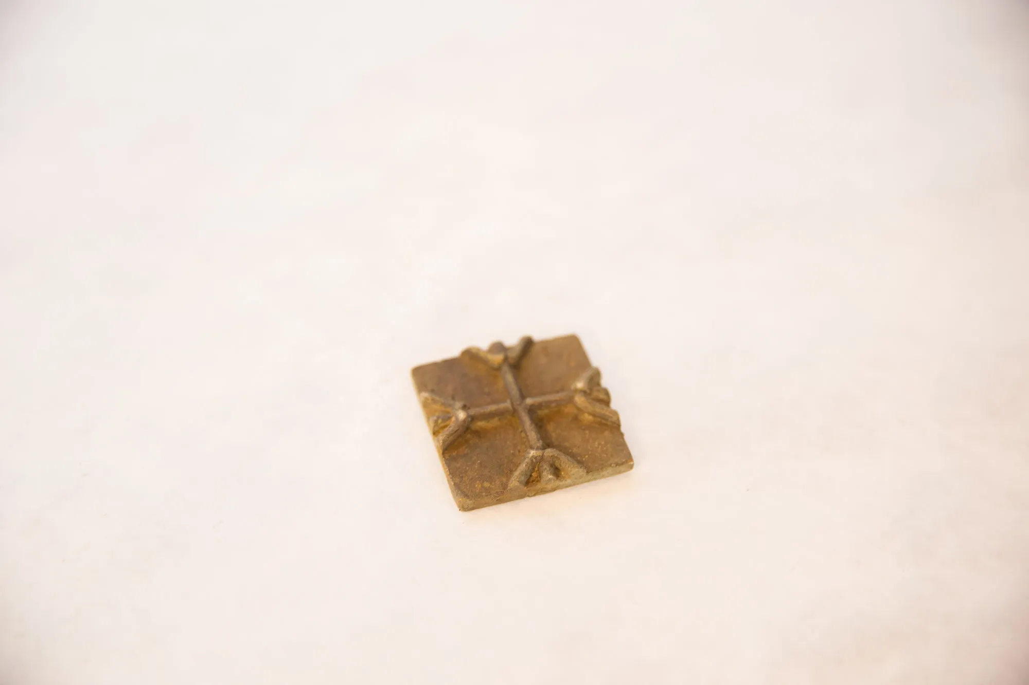 Vintage African Square Bronze Coin