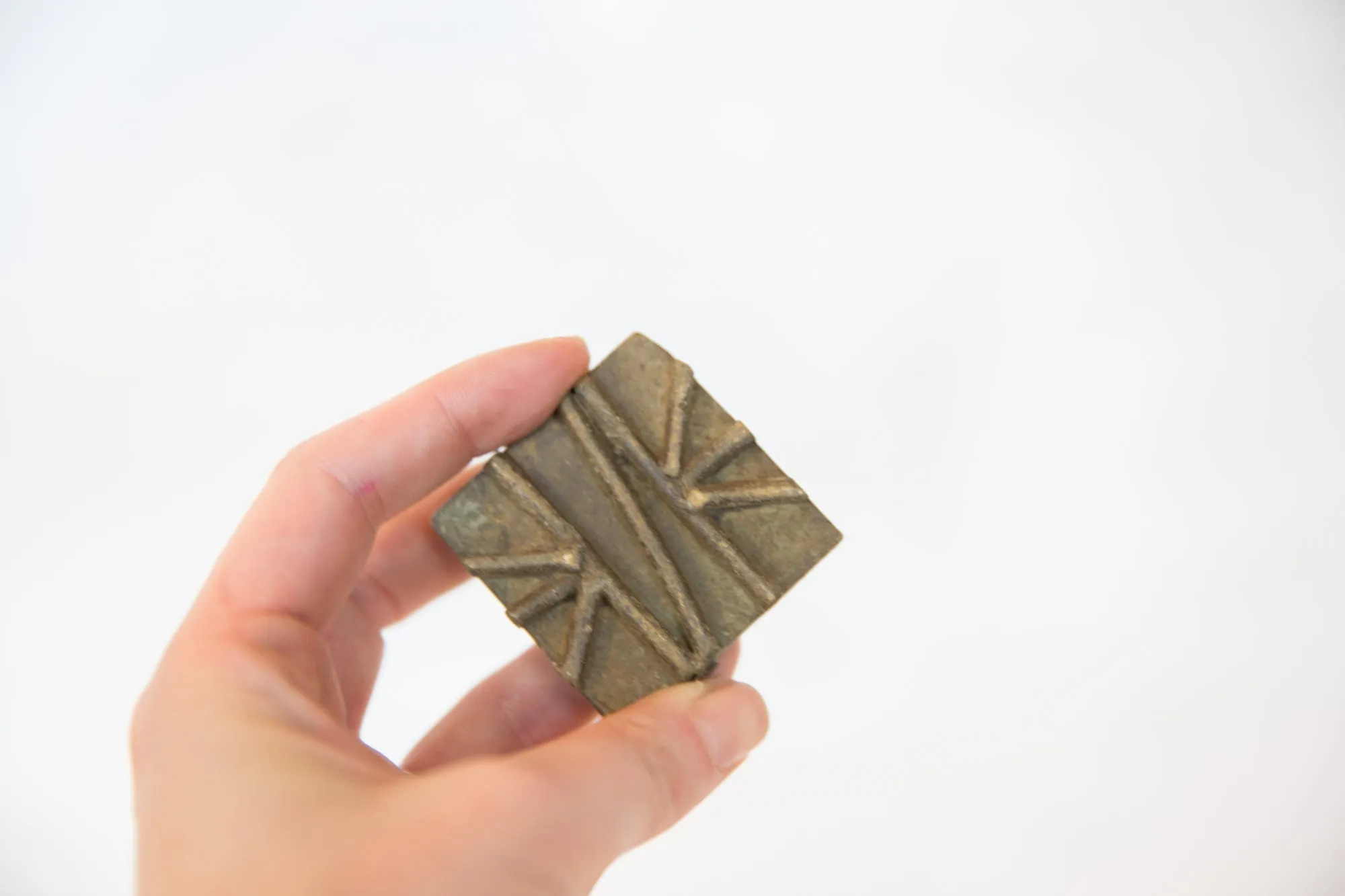 Vintage African Square Bronze Coin