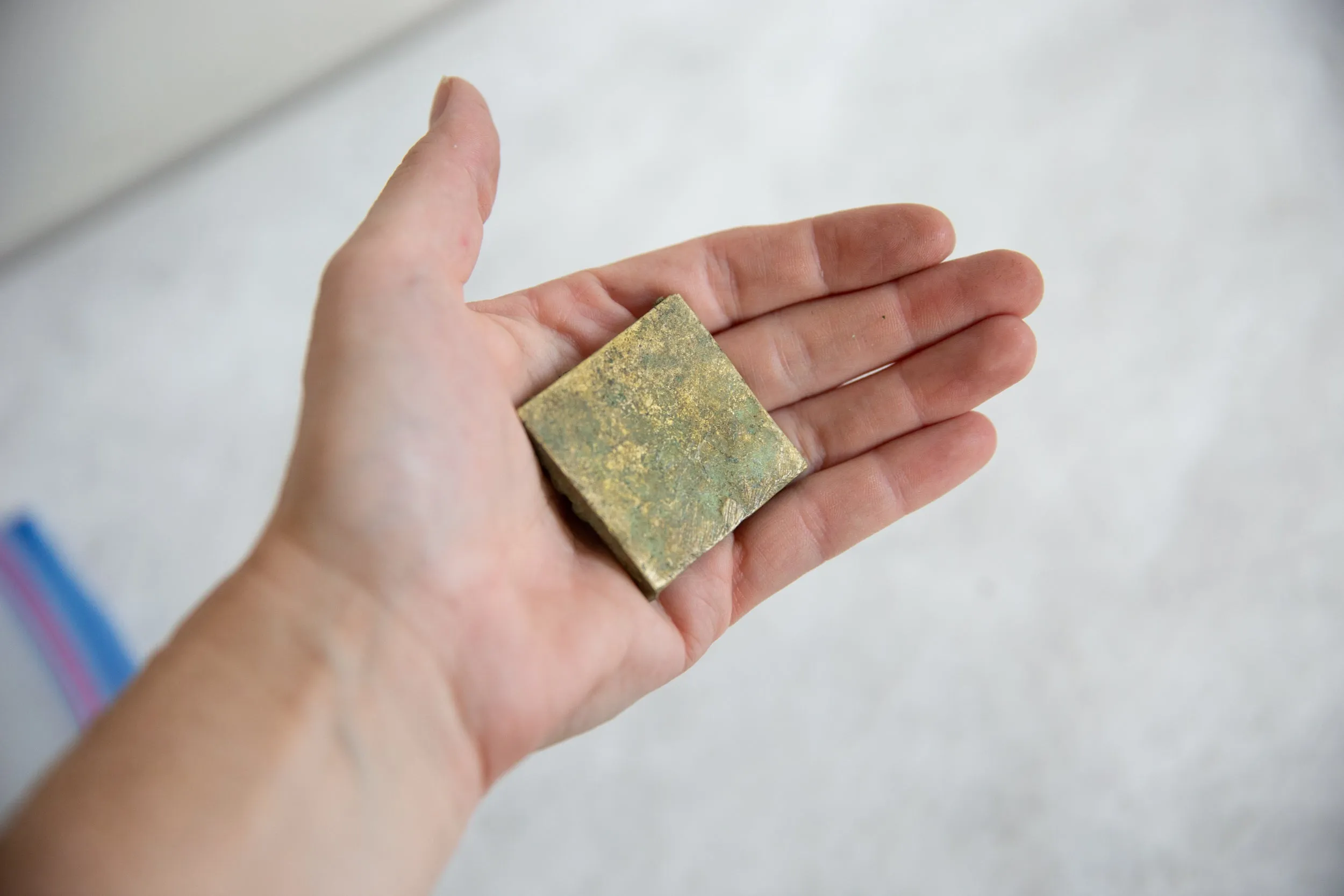 Vintage African Square Oxidized Bronze Coin