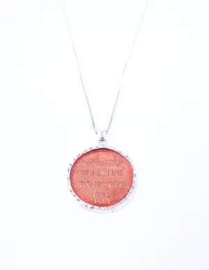 Vintage Bronze 2 Mil Palestinian Coin Pendant with Silver Bezel - Polished