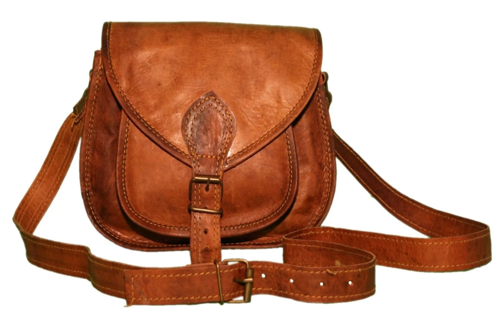 Vintage Brown Leather Crossbody Satchel