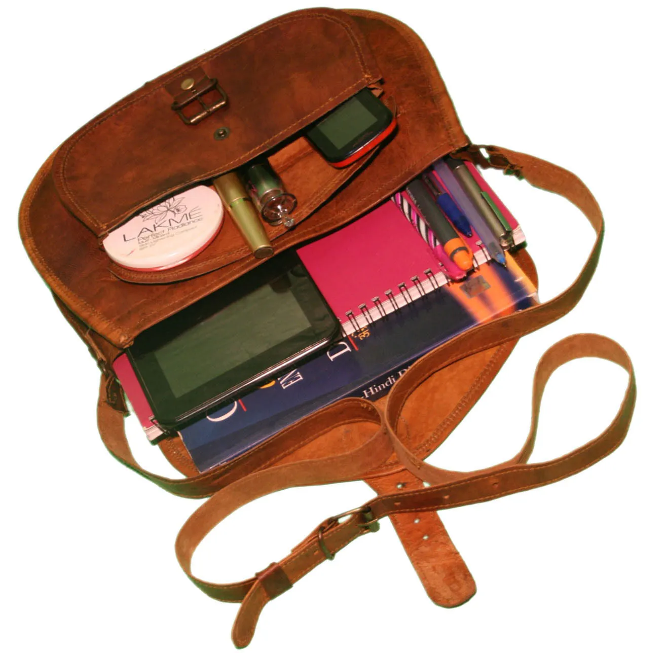 Vintage Brown Leather Crossbody Satchel