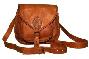 Vintage Brown Leather Crossbody Satchel