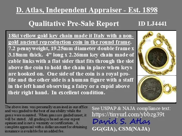 Vintage Coin Keychain, Italian