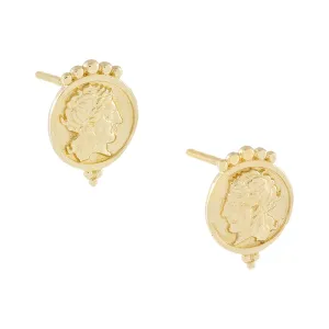 Vintage Coin Stud Earring 14K
