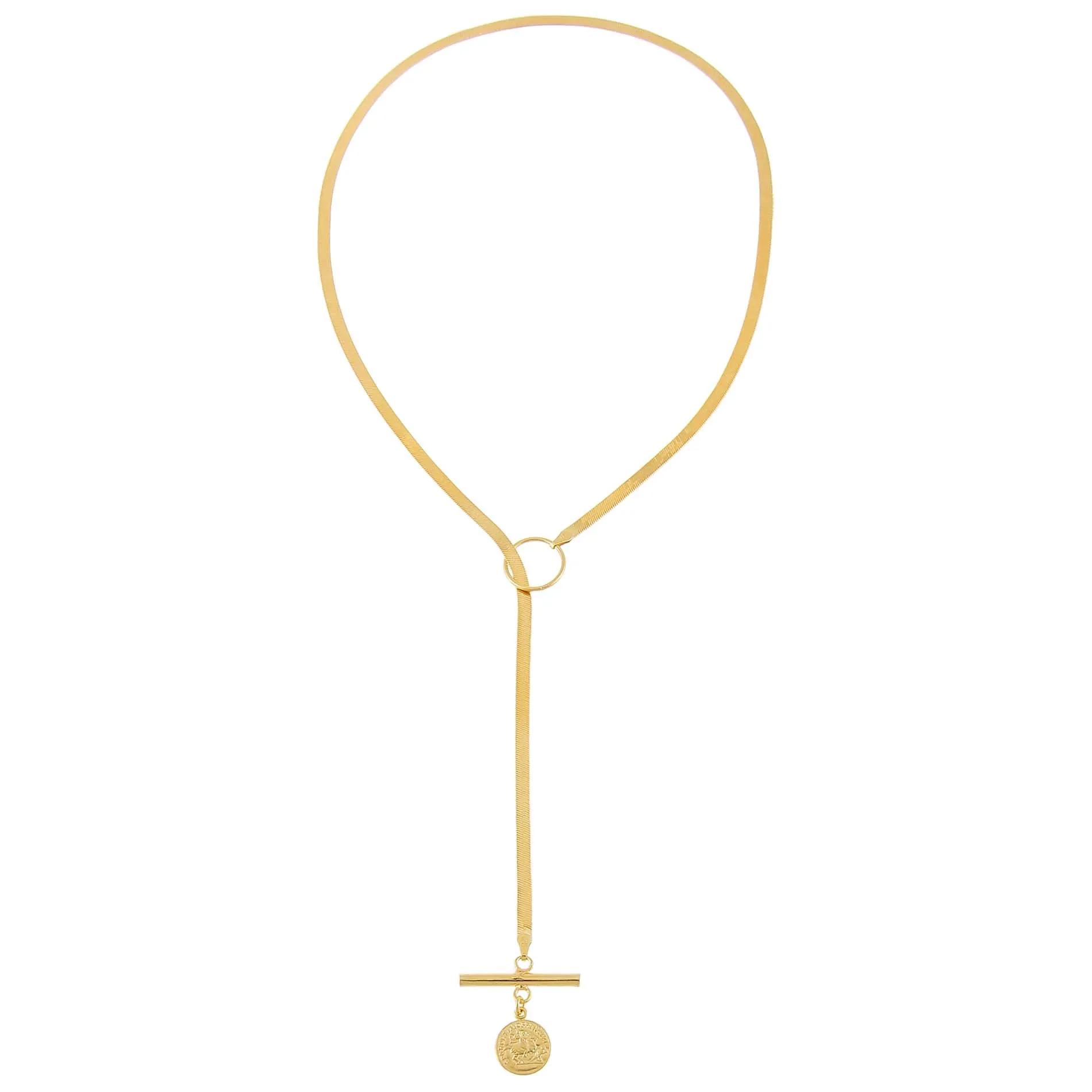 Vintage Coin Toggle Herringbone Lariat