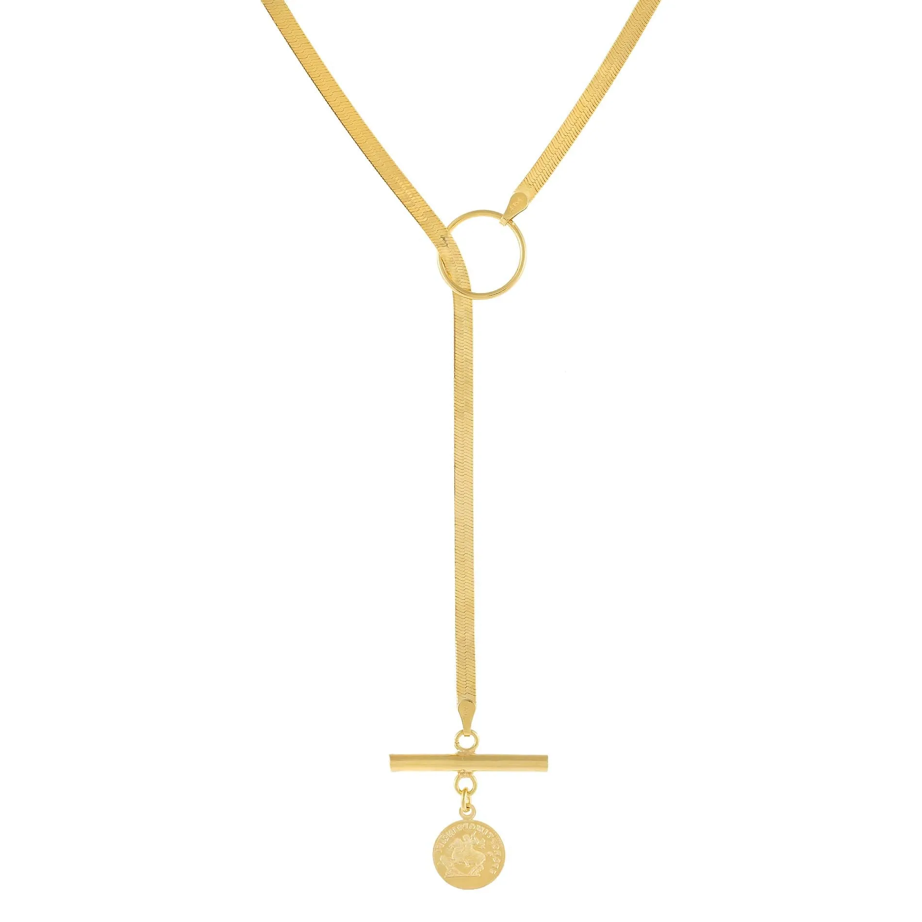Vintage Coin Toggle Herringbone Lariat