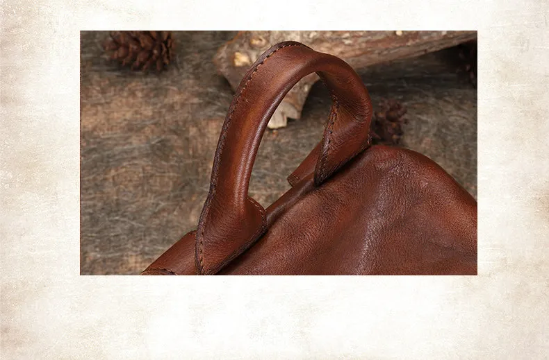 Vintage Green Leather Rucksack Bag Womens Best School Backpack Ladies Leather Backpack Purses