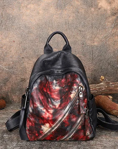 Vintage Green Leather Rucksack Bag Womens Best School Backpack Ladies Leather Backpack Purses
