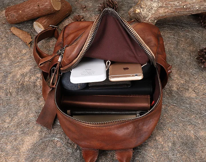 Vintage Green Leather Rucksack Bag Womens Best School Backpack Ladies Leather Backpack Purses