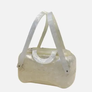 Vintage Llewellyn White Pearl Lucite Purse (1119b)