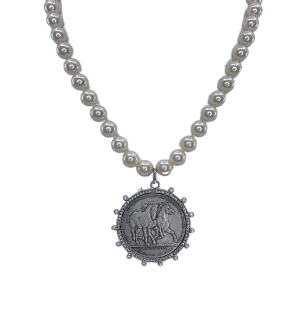 Vintage Pearls with Sterling Horse Coin