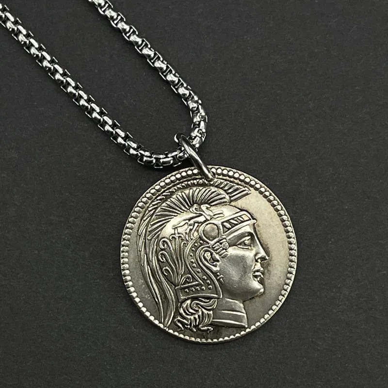 Vintage Portrait Coin Necklace Alloy