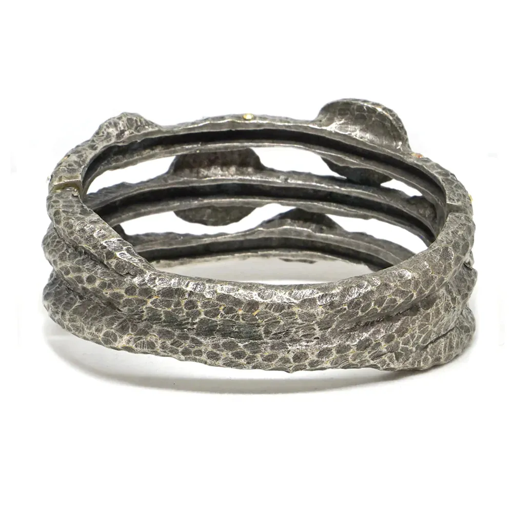 Vintage Silver 3 Row Coin Bangle Bracelet
