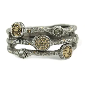 Vintage Silver 3 Row Coin Bangle Bracelet