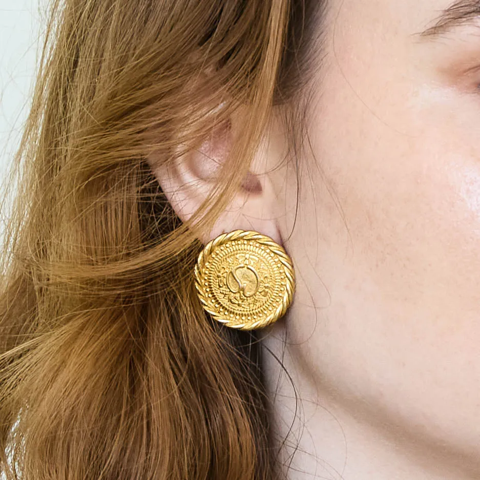 Vintage St. John Gold Coin Earrings