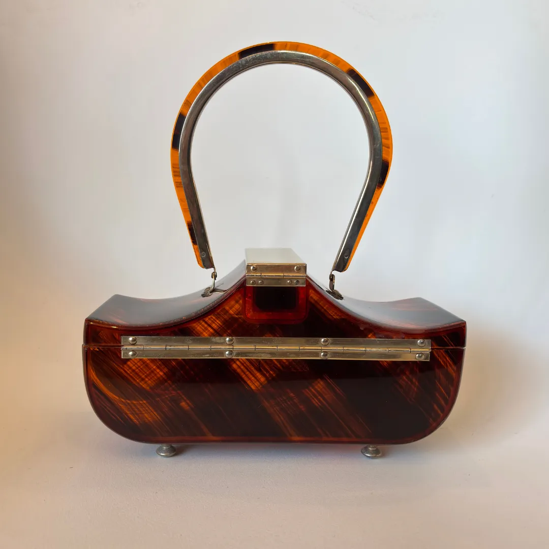 Vintage Tortoiseshell Lucite Purse (1127a)
