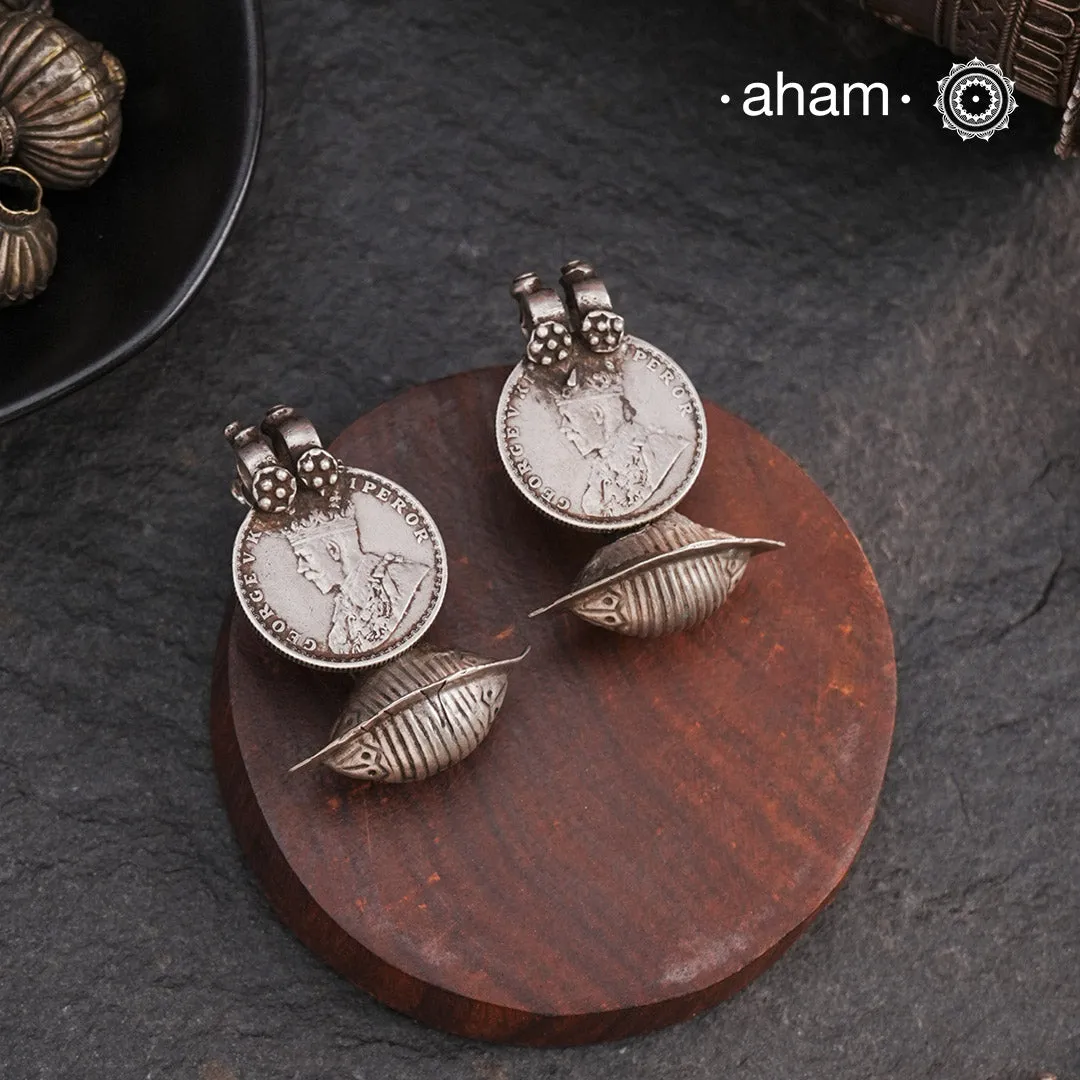 Vintage Tribal Coin Silver Earrings