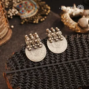 Vintage Tribal Coin Silver Earrings