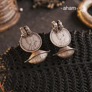 Vintage Tribal Coin Silver Earrings