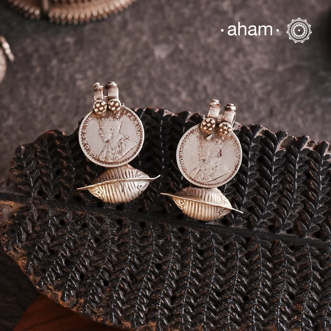 Vintage Tribal Coin Silver Earrings