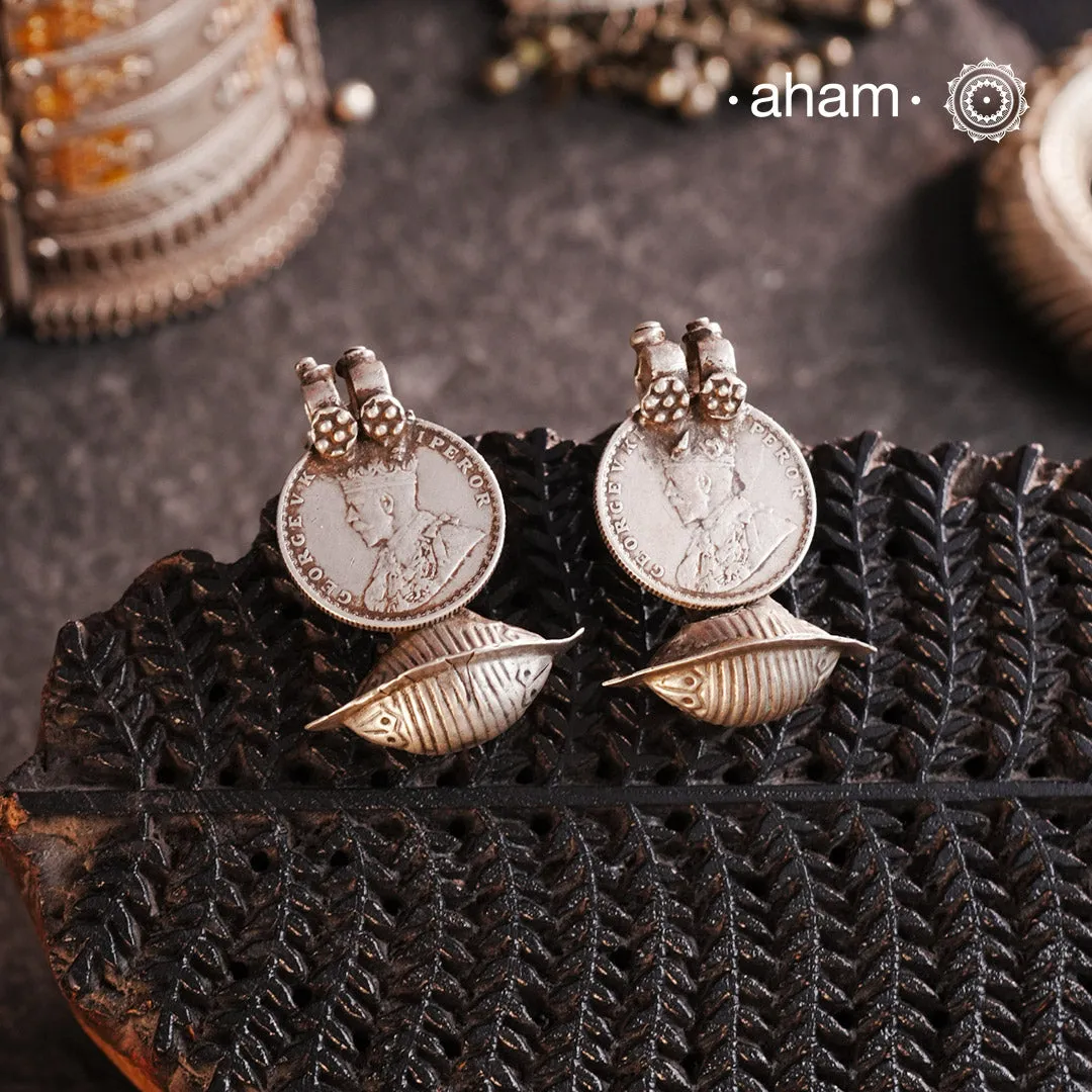 Vintage Tribal Coin Silver Earrings
