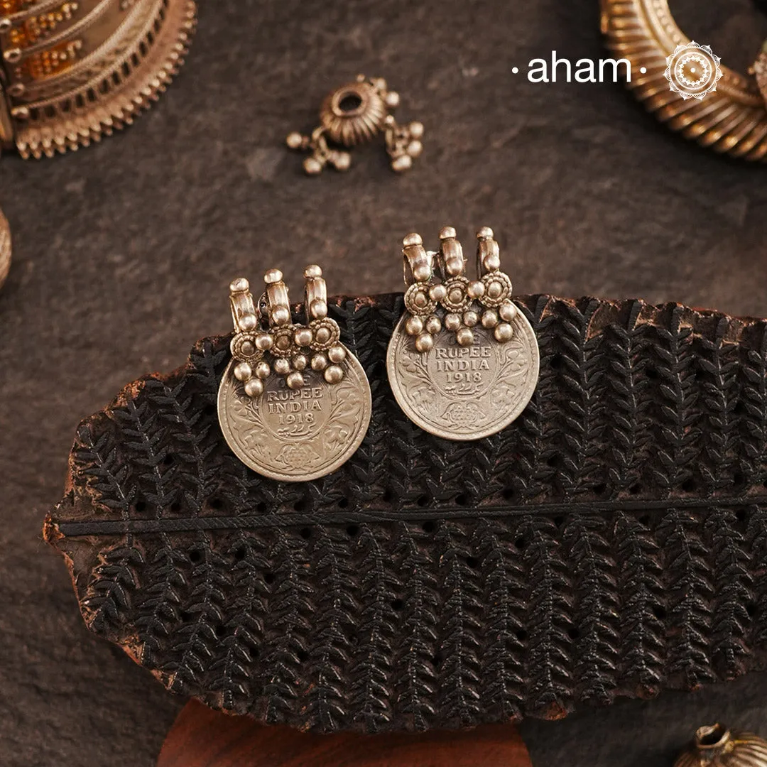 Vintage Tribal Coin Silver Earrings