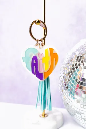 Viola Turquoise 'Faith' Acrylic Heart Keychain