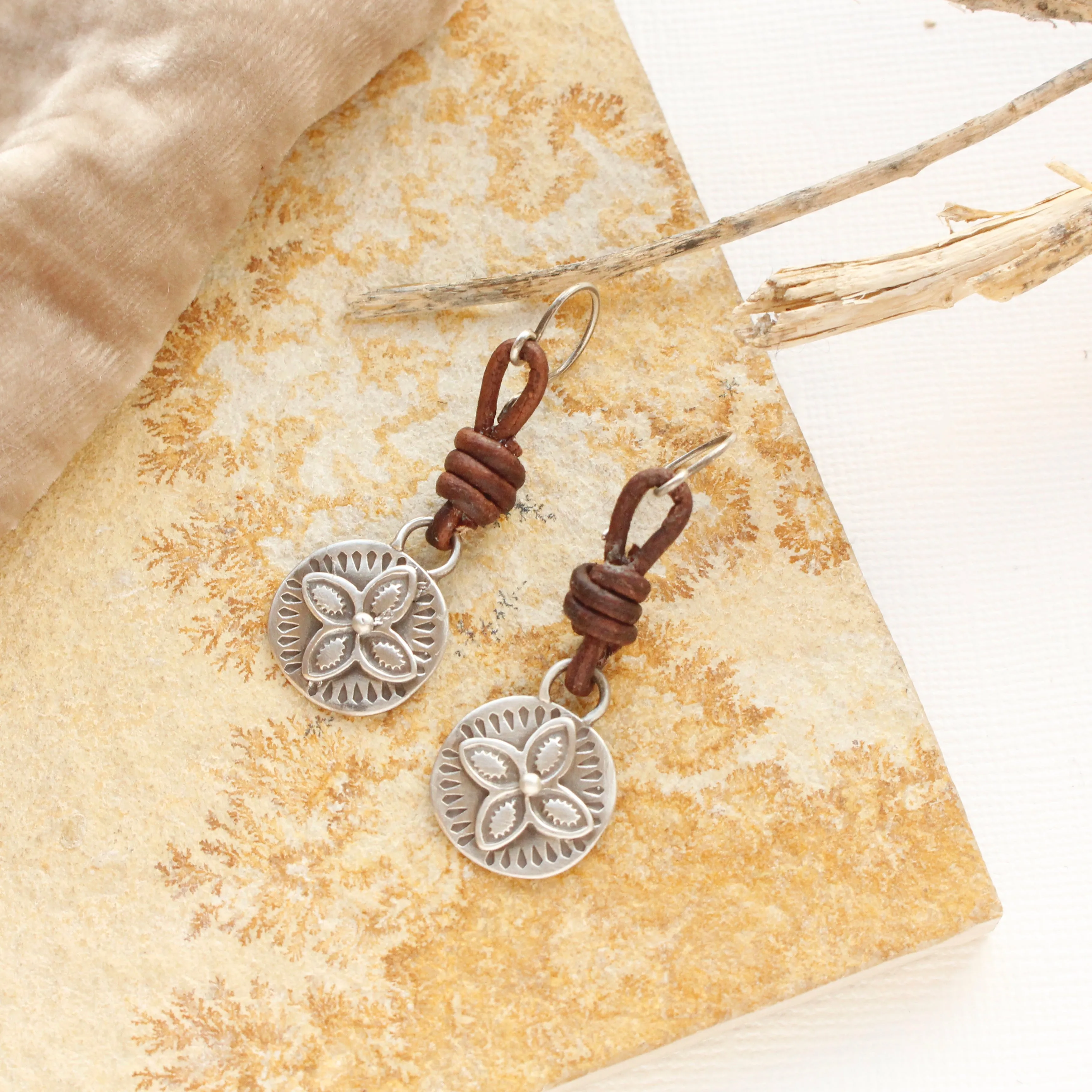 Wanderer Coin Leather Earrings