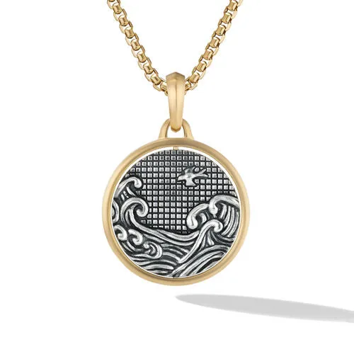 Water and Fire Amulet Enhancer in Silver and Yellow Gold