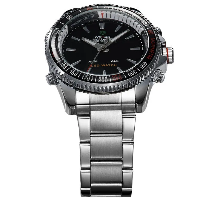 WEIDE Men Sports Military Watch Male Quartz Analog LED Digital 24hour Dispatch Waterproof Multifunction Mens Wristwatches