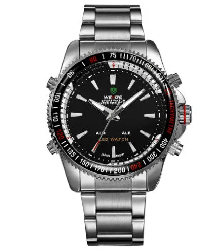 WEIDE Men Sports Military Watch Male Quartz Analog LED Digital 24hour Dispatch Waterproof Multifunction Mens Wristwatches