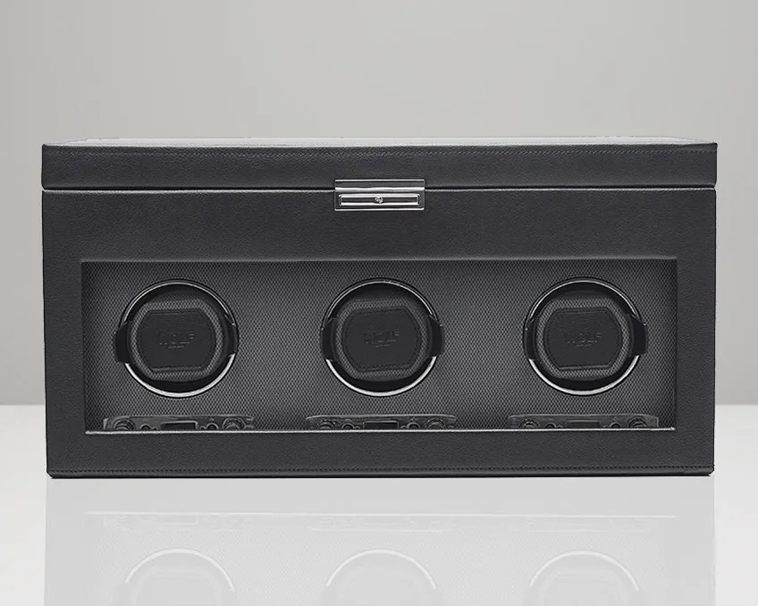 WOLF Viceroy Triple Watch Winder with Cover, Storage and Travel Case