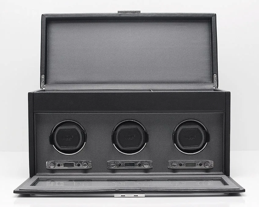 WOLF Viceroy Triple Watch Winder with Cover, Storage and Travel Case