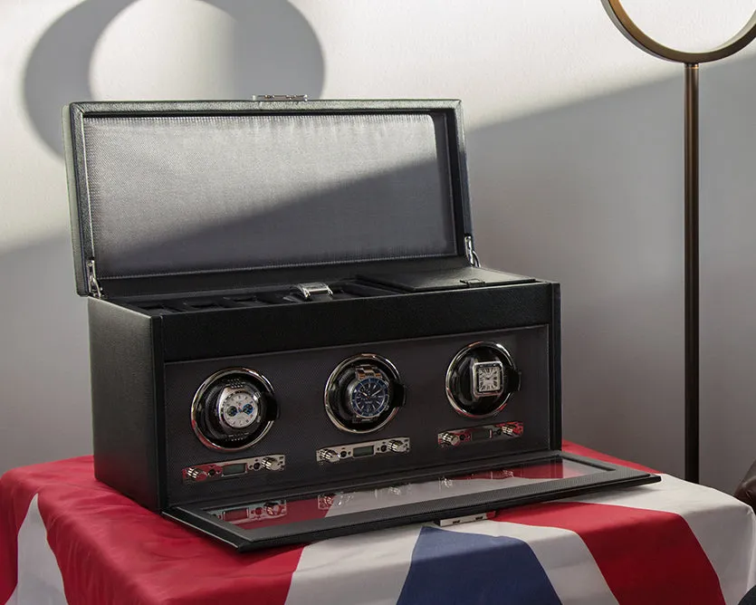 WOLF Viceroy Triple Watch Winder with Cover, Storage and Travel Case