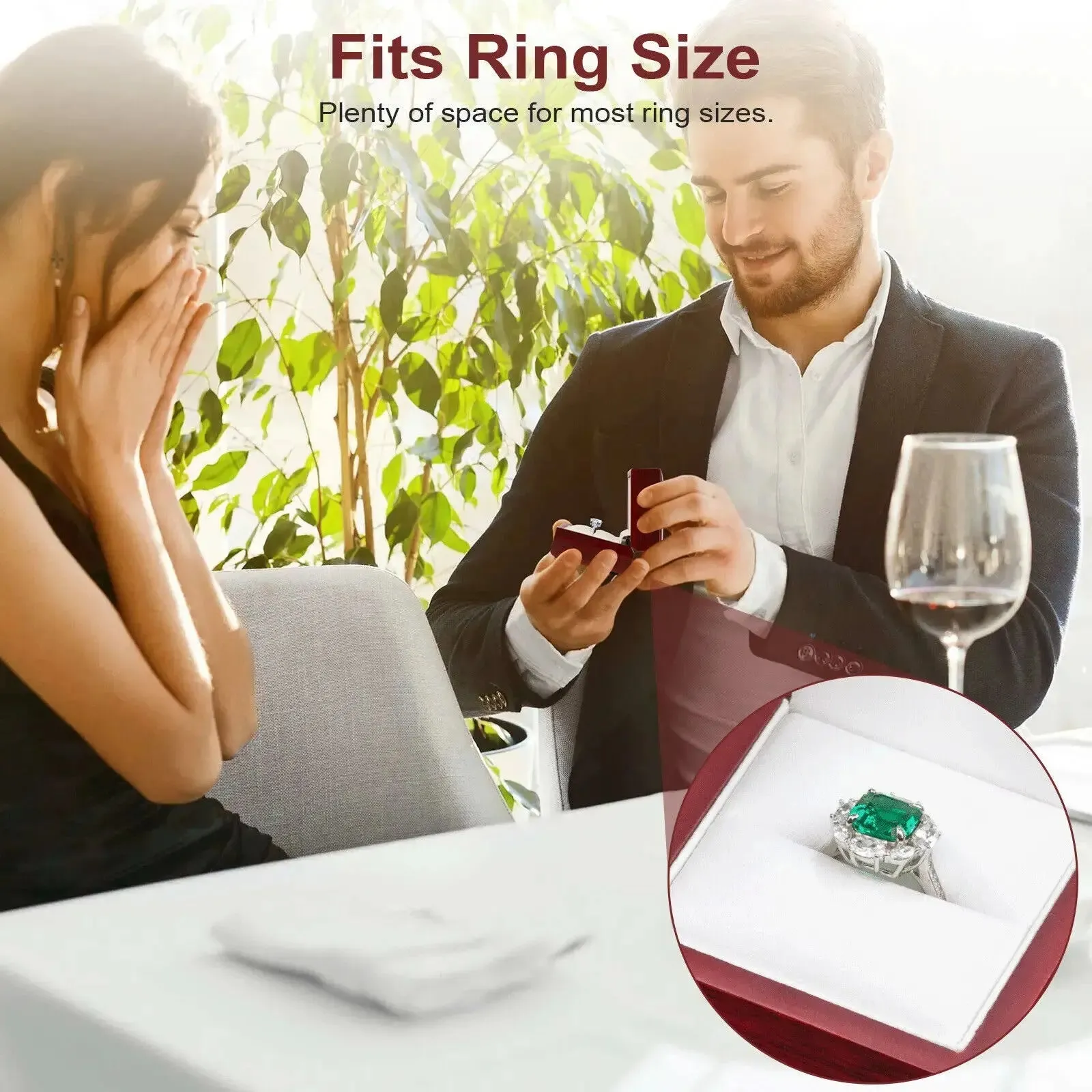 Wooden Jewelry Box Wedding Ring Boxes Earring Rings Case Jewelry Organizer Luxury Jewelry Gift Holder With Led Light 65x60x52mm
