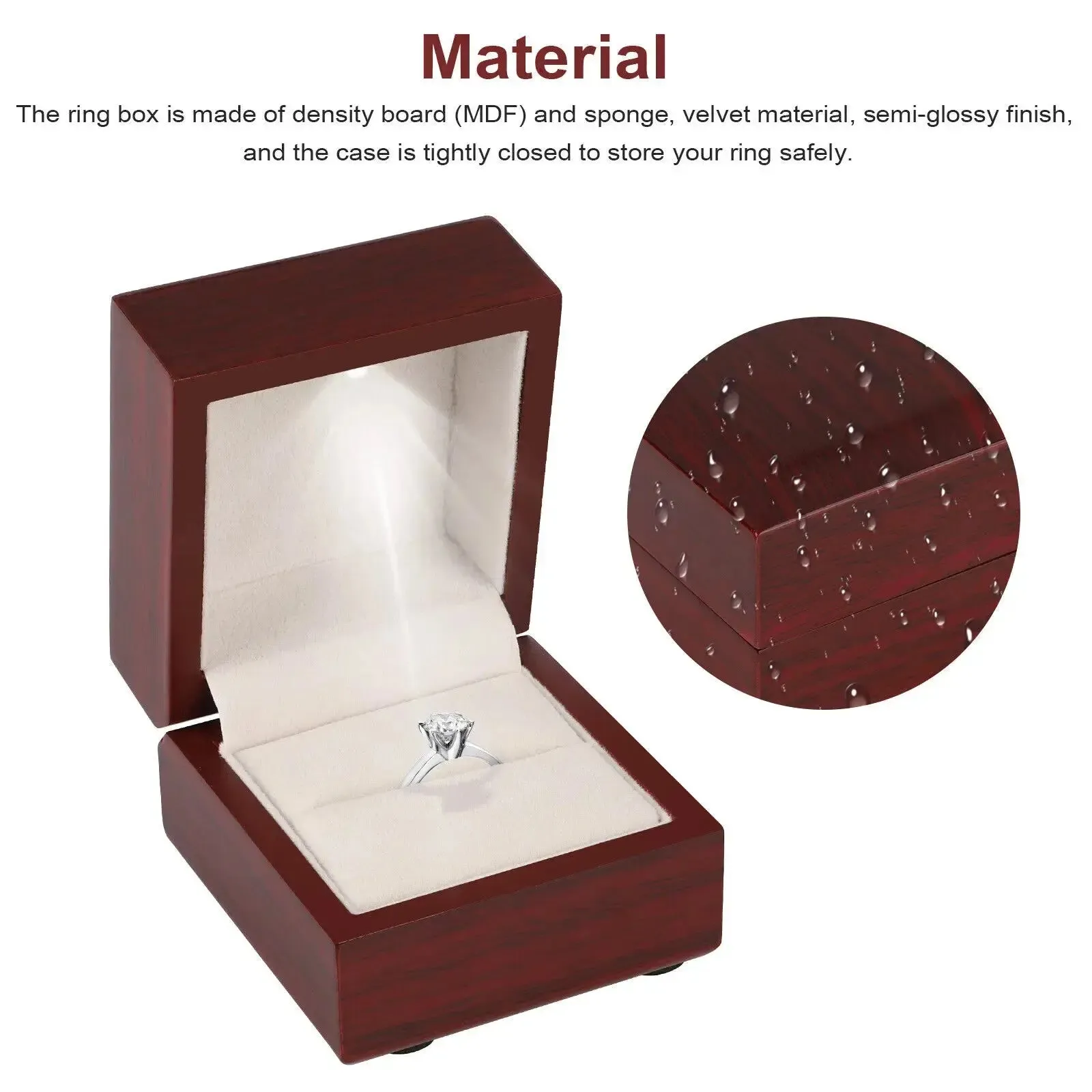 Wooden Jewelry Box Wedding Ring Boxes Earring Rings Case Jewelry Organizer Luxury Jewelry Gift Holder With Led Light 65x60x52mm